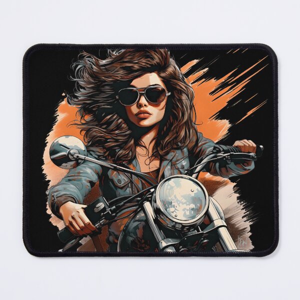 Item preview, Biker girl wearing sunglasses and a leather jacket  designed and sold by Hisirdoux.