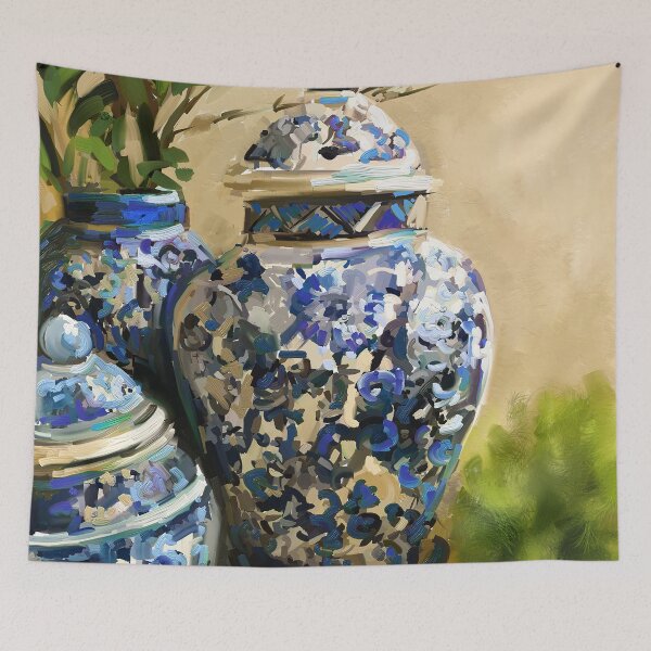 Item preview, Blue White Ginger Jar Still Life Oil Painting designed and sold by Anne Marie Propst.