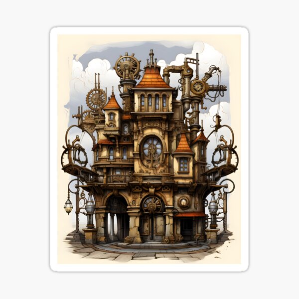 Item preview, Steampunk Cityscape | Sketch designed and sold by Shirtastically.
