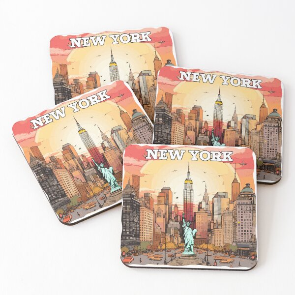 Item preview, New York City Retro Skyline - New York Retro Art, Retro Sunset designed and sold by AITeeGenius.