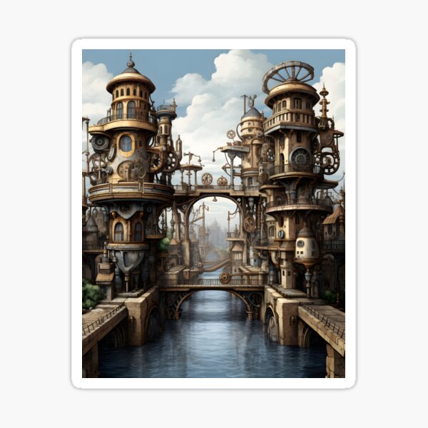 Item preview, Steampunk Cityscape | Sketch designed and sold by Shirtastically.