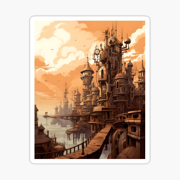 Item preview, Steampunk Cityscape | Sketch designed and sold by Shirtastically.