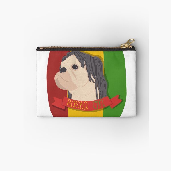 Item preview, Pug in Bob Marley Rasta wig with Jamaican flag designed and sold by hoodleyrootz.