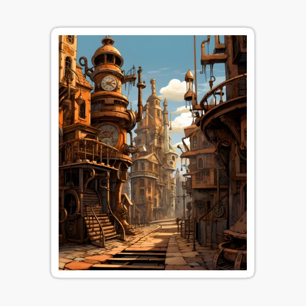 Item preview, Steampunk Cityscape | Sketch designed and sold by Shirtastically.