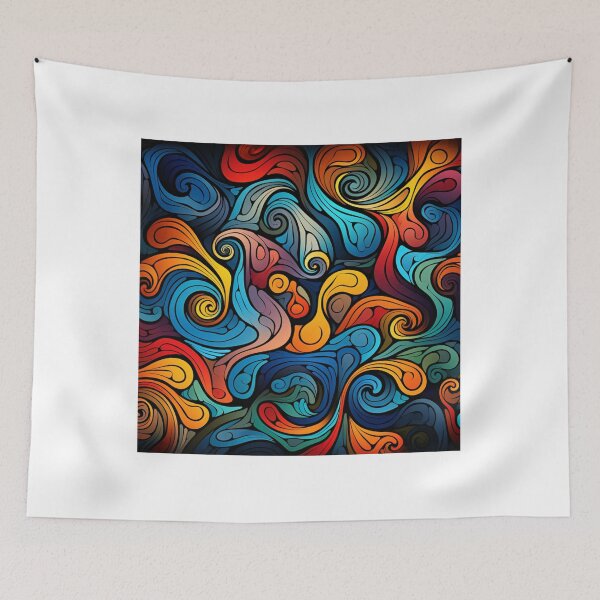Item preview, Colourful ocean waves abstraction pattern designed and sold by SmileshareShop.