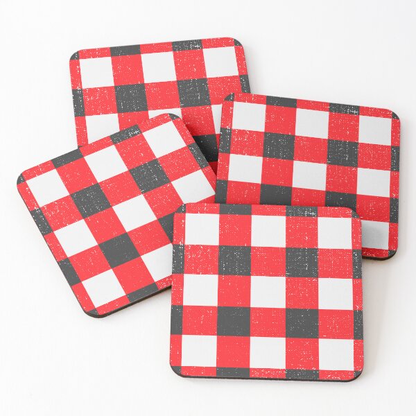 Item preview, Red and Black Linen Look Cabincore Buffalo Checks designed and sold by Valerie Englehart.