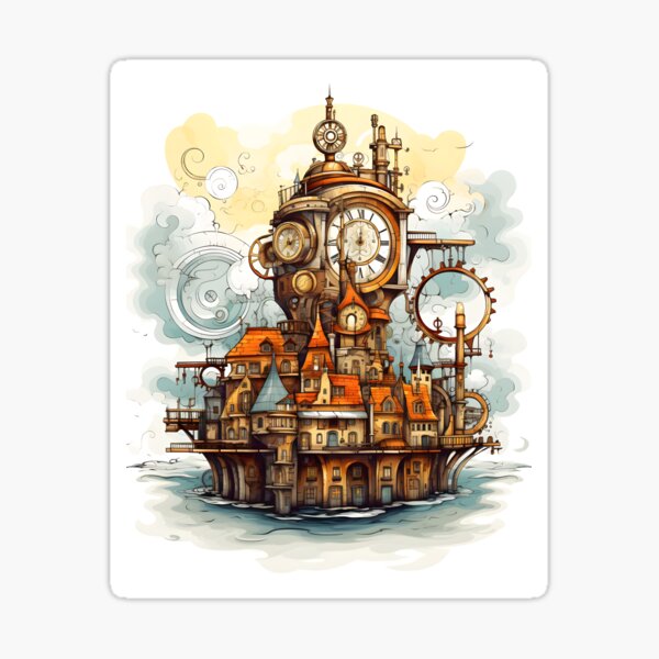 Item preview, Steampunk Cityscape | Sketch designed and sold by Shirtastically.