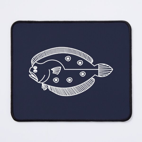 Item preview, Fun Flounder Fish in White on Deepest Blue designed and sold by fruttidimare.