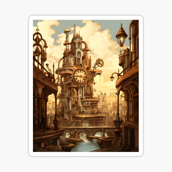 Item preview, Steampunk Cityscape | Sketch designed and sold by Shirtastically.