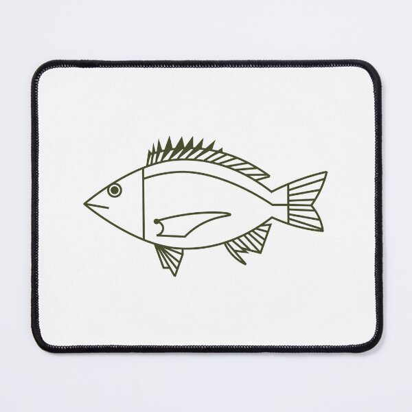 Item preview, Kawaii Black Bream Fish in Khaki Green and White designed and sold by fruttidimare.