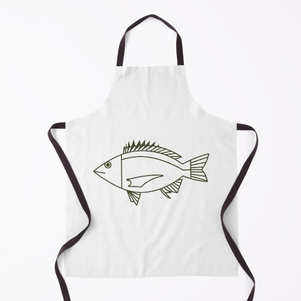 Item preview, Kawaii Black Bream Fish in Khaki Green and White designed and sold by fruttidimare.