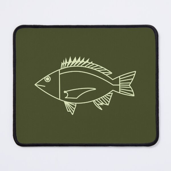 Item preview, Kawaii Black Bream Fish in Pastel Green on Khaki Green designed and sold by fruttidimare.