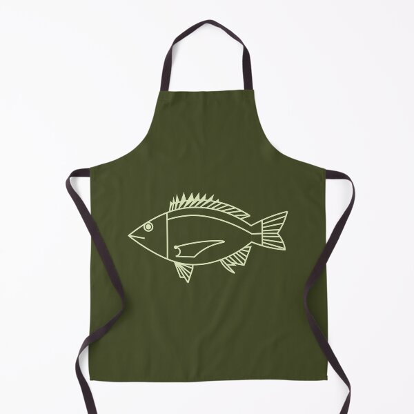 Item preview, Kawaii Black Bream Fish in Pastel Green on Khaki Green designed and sold by fruttidimare.