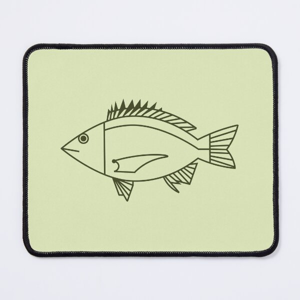 Item preview, Kawaii Black Bream Fish in Khaki Green on Pastel Green designed and sold by fruttidimare.