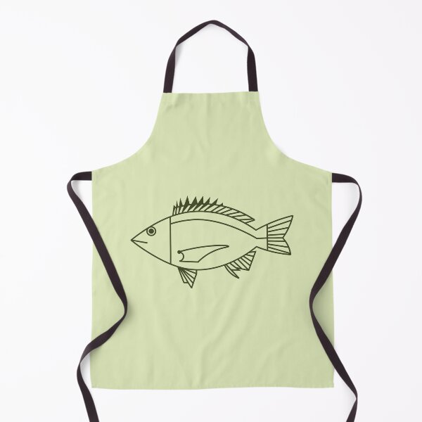 Item preview, Kawaii Black Bream Fish in Khaki Green on Pastel Green designed and sold by fruttidimare.