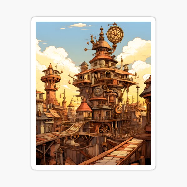 Item preview, Steampunk Cityscape | Sketch designed and sold by Shirtastically.