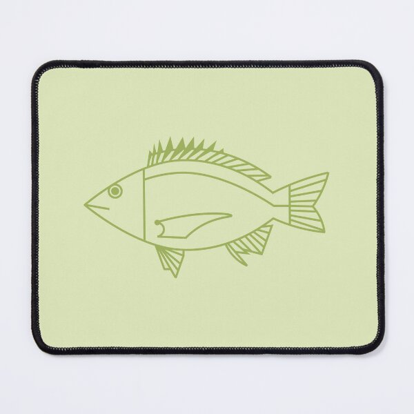 Item preview, Kawaii Black Bream Fish in Citrus Green on Pastel Green designed and sold by fruttidimare.