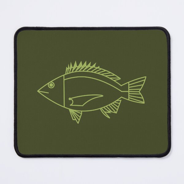 Item preview, Kawaii Black Bream Fish in Citrus Green on Khaki Green designed and sold by fruttidimare.
