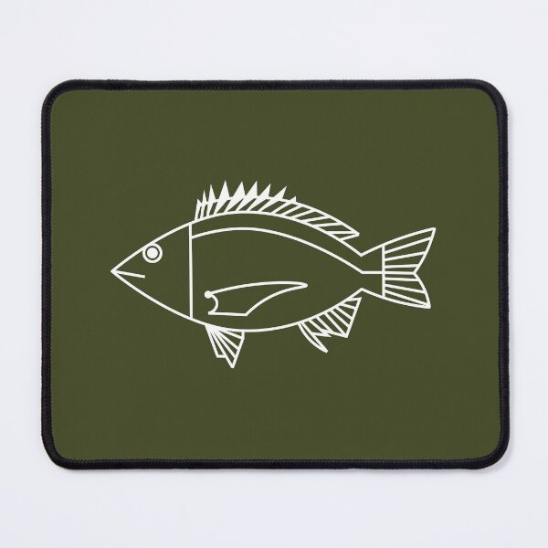Item preview, Kawaii Black Bream Fish in White on Khaki Green designed and sold by fruttidimare.