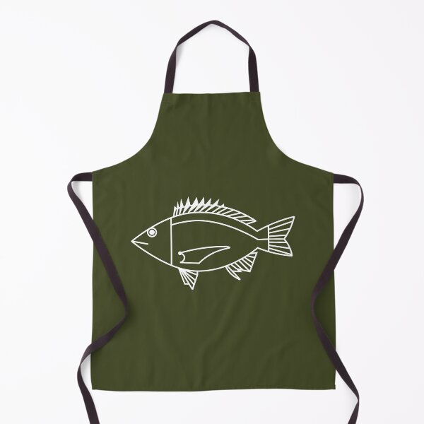 Item preview, Kawaii Black Bream Fish in White on Khaki Green designed and sold by fruttidimare.