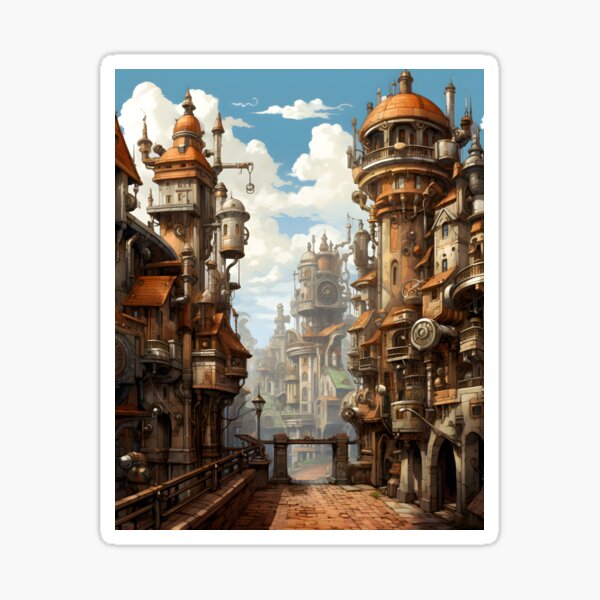 Item preview, Steampunk Cityscape | Sketch designed and sold by Shirtastically.