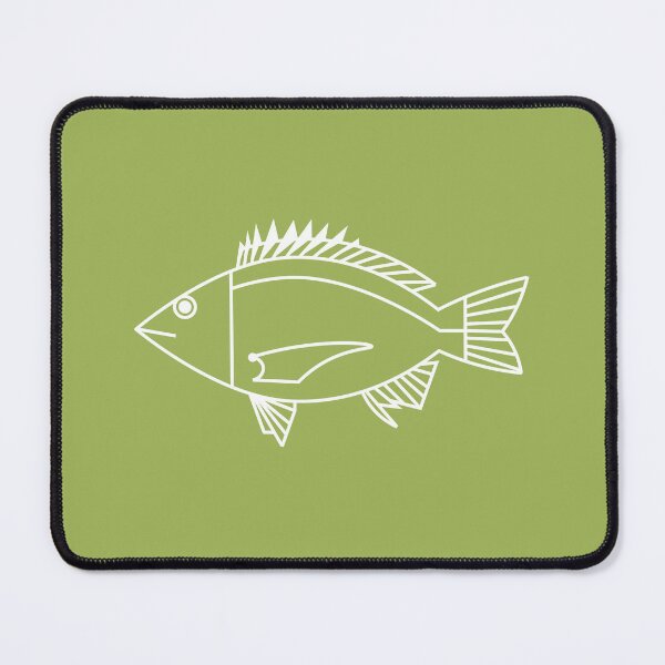 Item preview, Kawaii Black Bream Fish in White on Citrus Green designed and sold by fruttidimare.