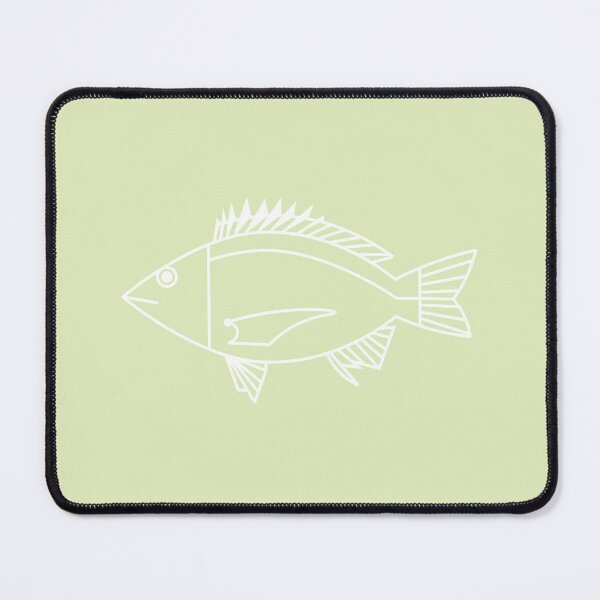 Item preview, Kawaii Black Bream Fish in White on Pastel Green designed and sold by fruttidimare.