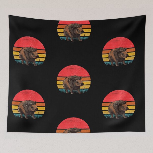 Aperçu de l'œuvre Warty Pig Vintage Retro Sunset créée et vendue par rafaeltto.
