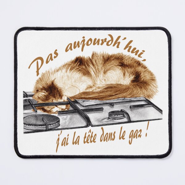 Item preview, Tricolor cat, head in the gas - graphite version and brown color, text in French designed and sold by SylvieG18.