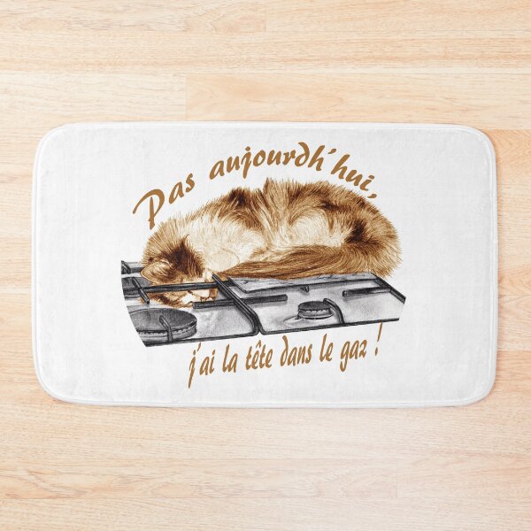 Item preview, Tricolor cat, head in the gas - graphite version and brown color, text in French designed and sold by SylvieG18.