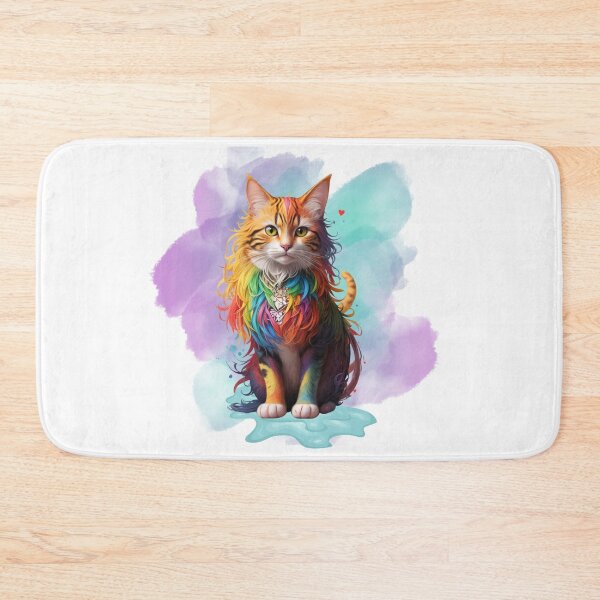 Item preview, colorful fluffy cat designed and sold by amaria56.