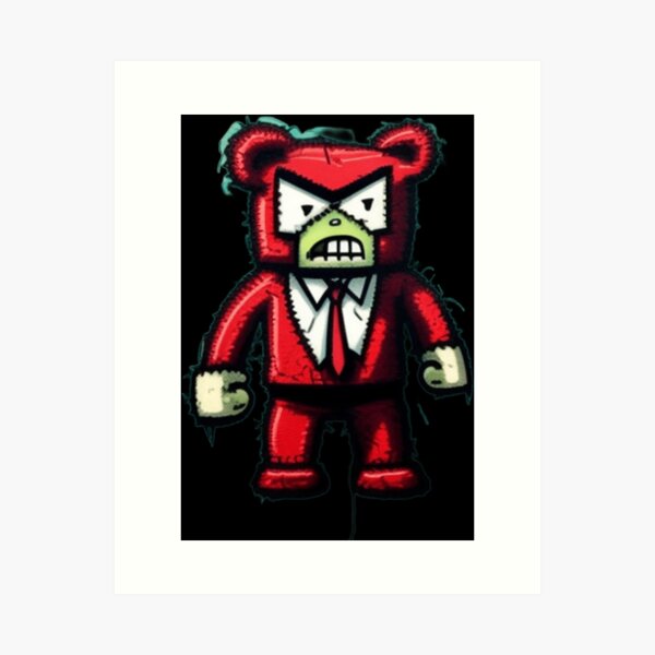 Heartless Gangster Teddy Bear Stitched Eye College Sweater 