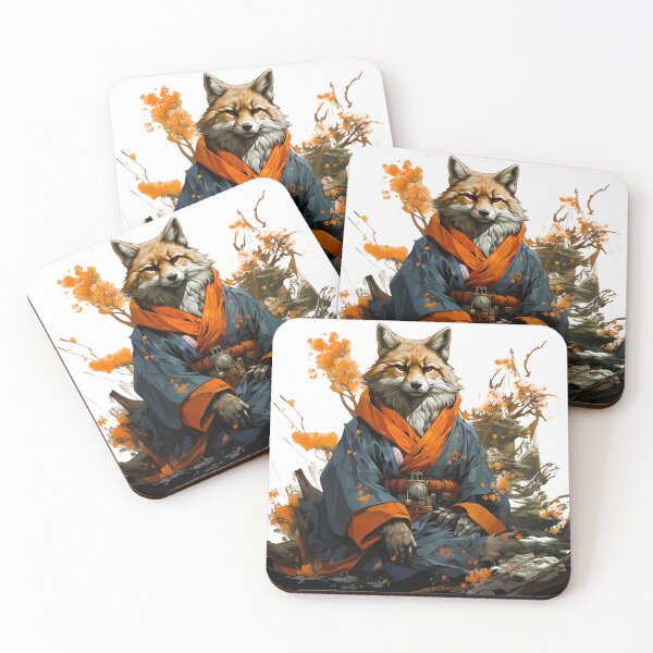 Item preview, foxamurai red fox, japanese style designed and sold by StikShrt.