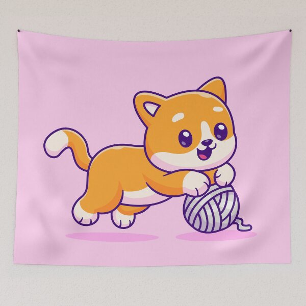 Item preview, Playful Yarn Time: Cute Cat Playing with Yarn Ball Cartoon Vector Icon Illustration designed and sold by hjian8219.