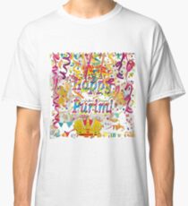Happy Purim, happy, Purim, blessed, blest, blissful, blithe, cheerful, visual arts Classic T-Shirt