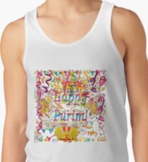 Happy Purim, happy, Purim, blessed, blest, blissful, blithe, cheerful, visual arts Tank Top