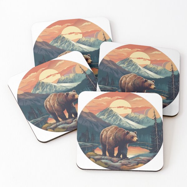 Item preview, Bear in the mountain landscape beautiful color designed and sold by Stickerlion.