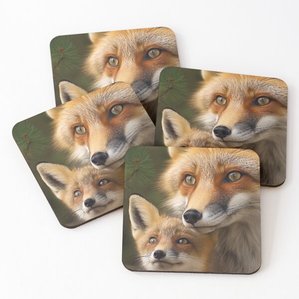 Item preview, Mother Red Fox and Her Cub ,close up . AI generated Illustration designed and sold by svetlanna.