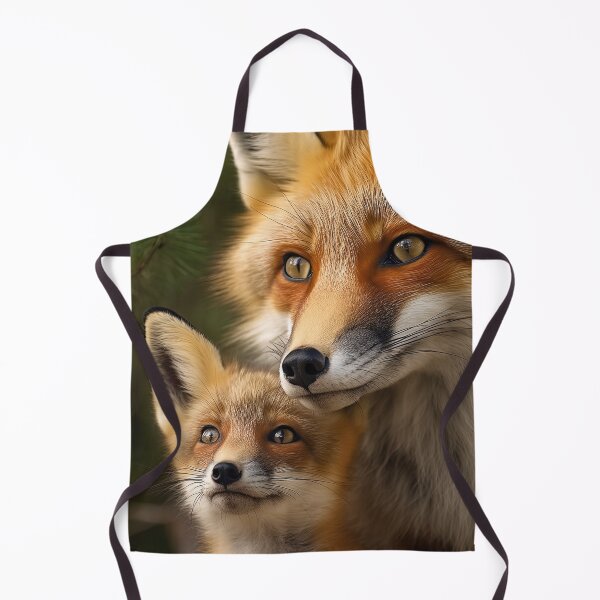 Item preview, Mother Red Fox and Her Cub ,close up . AI generated Illustration designed and sold by svetlanna.