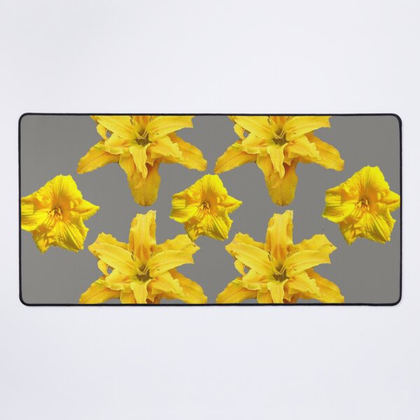 Item preview, YELLOW DAY LILIES FLORALS GREY ART designed and sold by sharlesart.