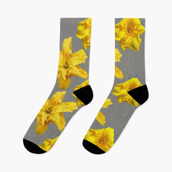Item preview, YELLOW DAY LILIES FLORALS GREY ART designed and sold by sharlesart.