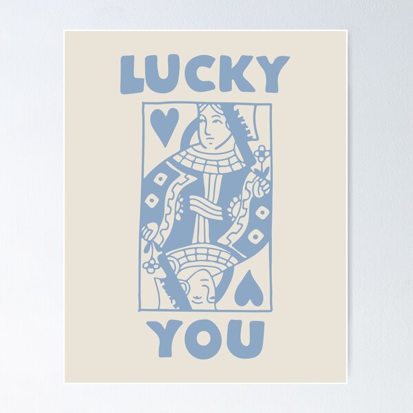 Item preview, Lucky You Trendy Retro Art Light Blue designed and sold by ZenArtAesthetic.
