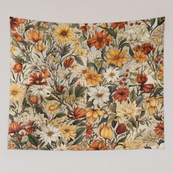 Item preview, Early Fall Flowers—a checker board of Watercolor Autumn Floral Patterns designed and sold by ignasirus.