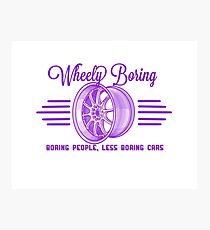Purple boring people less boring cars wheely Boring logo Photographic Print