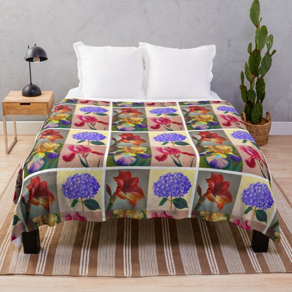 Item preview, Patchwork of Flowers including Irises, Amaryllis, and Hydrangea (AI Generated Art) designed and sold by Cowboy Folly.