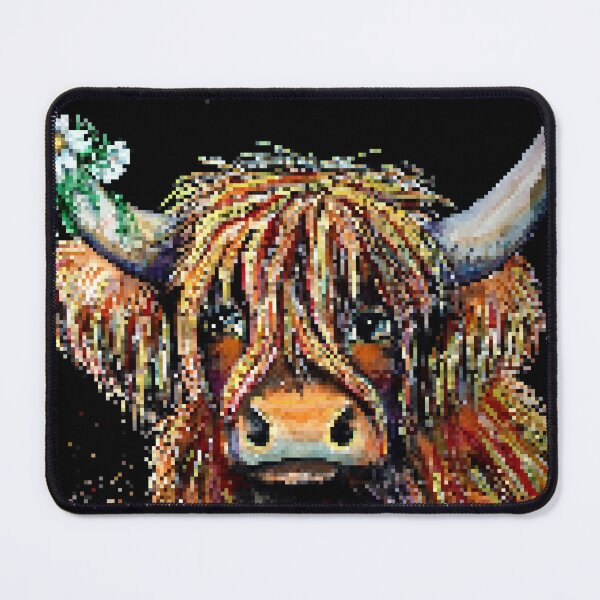 Item preview, Highland cow, edited watercolour painting by Marina Daniluka, pixels designed and sold by MariDaniArt.