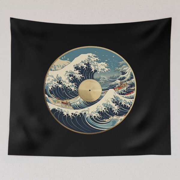 Item preview, Music Vinyl In Japanese Anime Ukiyo-e Pattern Style designed and sold by PiggyBoxer.