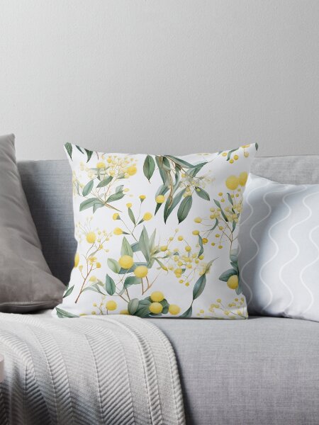Item preview, Australian native Eucalyptus leaves and small white native flowers by using watercolor painting designed and sold by GWNM.