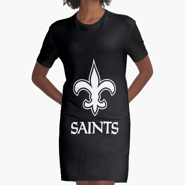 New Orleans Saints Women's White & Black Sporty Lace-Up Jersey  Dress