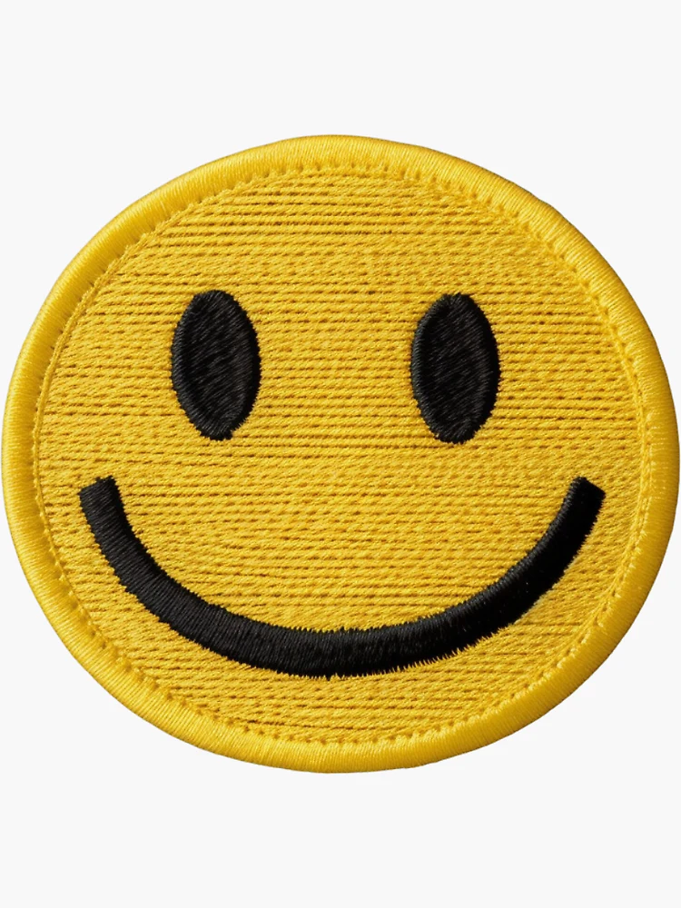 Smiley face patch Sticker for Sale by kattiejaney
